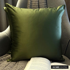 Olive Green Slub Satin - Olive Green Satin Throw Pillow Cover