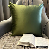 Olive Green Slub Satin - Olive Green Satin Throw Pillow Cover