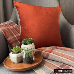 Velvet Orange Jules - Orange Velvet Throw Pillow Cover