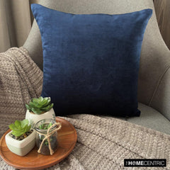 Velvet Blue Jules - Blue Velvet Throw Pillow Cover
