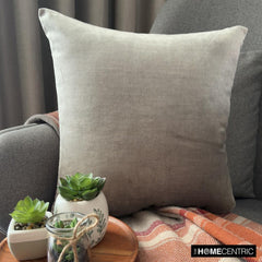 Velvet Silver Jules - Silver Velvet Throw Pillow Cover