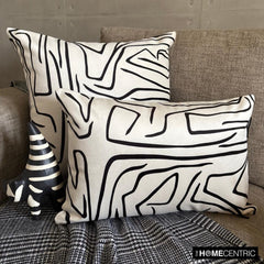 Abstract Harmony - Black And White Cotton Throw Pillow Cover