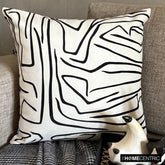 Abstract Harmony - Black And White Cotton Throw Pillow Cover
