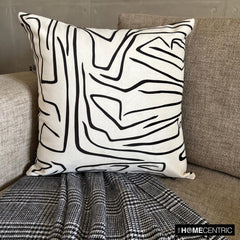 Abstract Harmony - Black And White Cotton Throw Pillow Cover