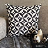 Mono Illusion - Black And White Cotton Throw Pillow Cover