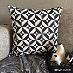 Mono Illusion - Black And White Cotton Throw Pillow Cover