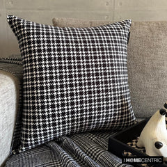 Checkmate Hound - Black And White Cotton Throw Pillow Cover
