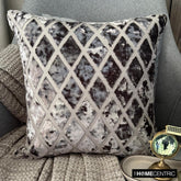 Rhombus Gray - Gray Velvet Throw Pillow Cover