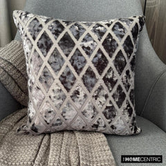 Rhombus Gray - Gray Velvet Throw Pillow Cover