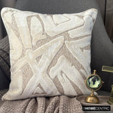 Velvet Strokes - Ivory Velvet Throw Pillow Cover