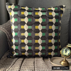 Green Shapes - Green Velvet Throw Pillow Cover
