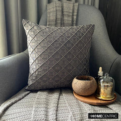 Nexus - Brown Jacquard Throw Pillow Cover