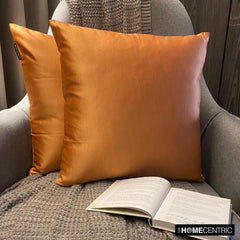 Orange Slub Satin - Orange Satin Throw Pillow Cover