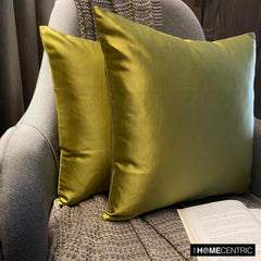 Chartreuse Slub Satin - Chartreuse Satin Throw Pillow Cover