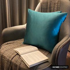 Turquoise Slub Satin - Turquoise Satin Throw Pillow Cover