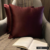 Wine Slub Satin - Wine & Purple Satin Throw Pillow Cover