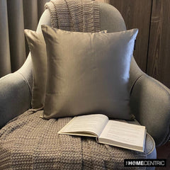 Taupe Gray Slub Satin - Taupe Satin Throw Pillow Cover