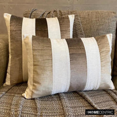 Velvet Band Taupe - Brown Velvet Decorative Euro Sham