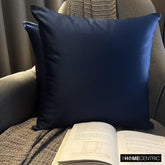 Navy Blue Slub Satin - Navy Blue Satin Throw Pillow Cover