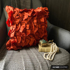 Vintage Orange - Orange Satin Throw Pillow Cover