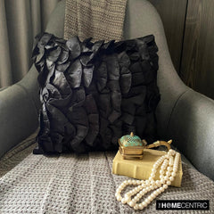 Vintage Black - Black Satin Decorative Euro Sham