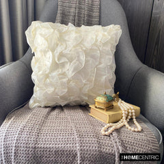 Vintage Heaven - Ivory Satin Throw Pillow Cover