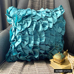 Vintage Teals - Teal Blue Satin Throw Pillow Cover