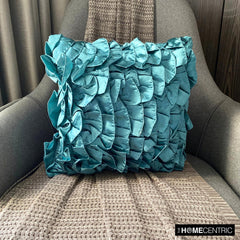 Vintage Teals - Teal Blue Satin Throw Pillow Cover