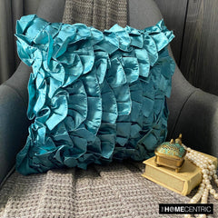 Vintage Teals - Teal Blue Satin Throw Pillow Cover