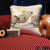 Crystal Motorbike - Ivory Velvet Throw Pillow Cover