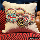 Vinatge Rider - Ecru Velvet Throw Pillow Cover