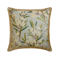 Petal Whisper - Gray Cotton Throw Pillow Cover
