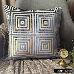 Twilight Illusion - Blue Velvet Throw Pillow Cover