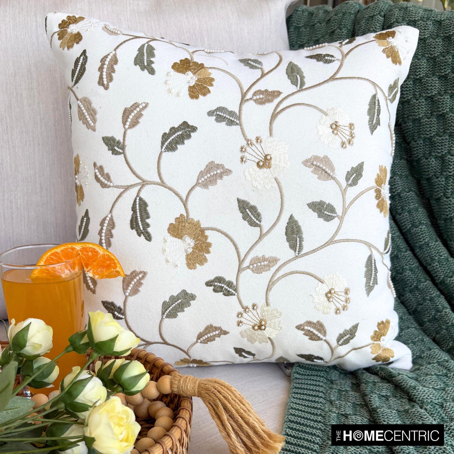 Amber Bloom Throw Pillow Cover