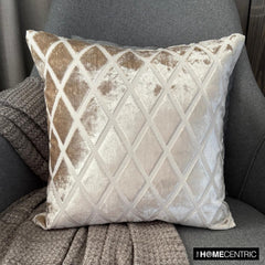 Rhombus Ivory - Ivory Velvet Throw Pillow Cover