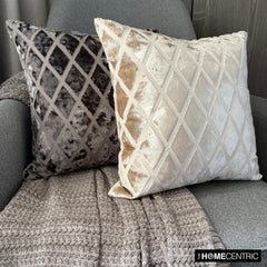 Rhombus Gray - Gray Velvet Throw Pillow Cover