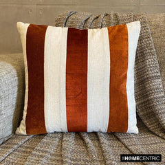 Velvet Band Orange - Orange Velvet & Linen Autumn Throw Pillow Cover