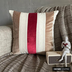 Velvet Band Red - Red Velvet & Linen Throw Pillow Cover