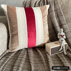 Velvet Band Red - Red Velvet & Linen Throw Pillow Cover