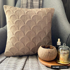 Enchanted Beige - Beige Velvet Throw Pillow Cover