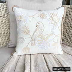 Ava White - White Cotton Linen Throw Pillow Cover