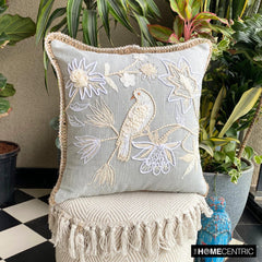 Ava Gray - Gray Cotton Linen Throw Pillow Cover