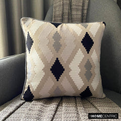 Paternella - Beige Cotton Throw Pillow Cover
