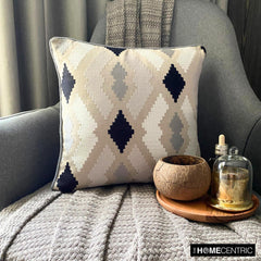 Paternella - Beige Cotton Throw Pillow Cover