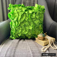 Vintage Clover Green - Clover Green Satin Throw Pillow Cover