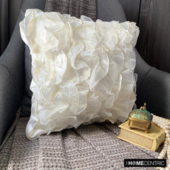 Vintage Heaven - Ivory Satin Throw Pillow Cover