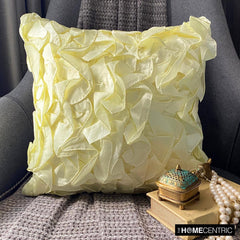 Vintage Lemons - Light Yellow Satin Throw Pillow Cover