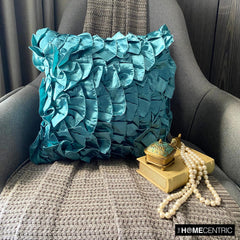 Vintage Teals - Teal Blue Satin Throw Pillow Cover