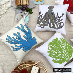 Grey Squid - Gray Cotton Linen Throw Pillow Cover