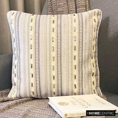 Stripe Dream - Grey Velvet Throw Pillow Cover